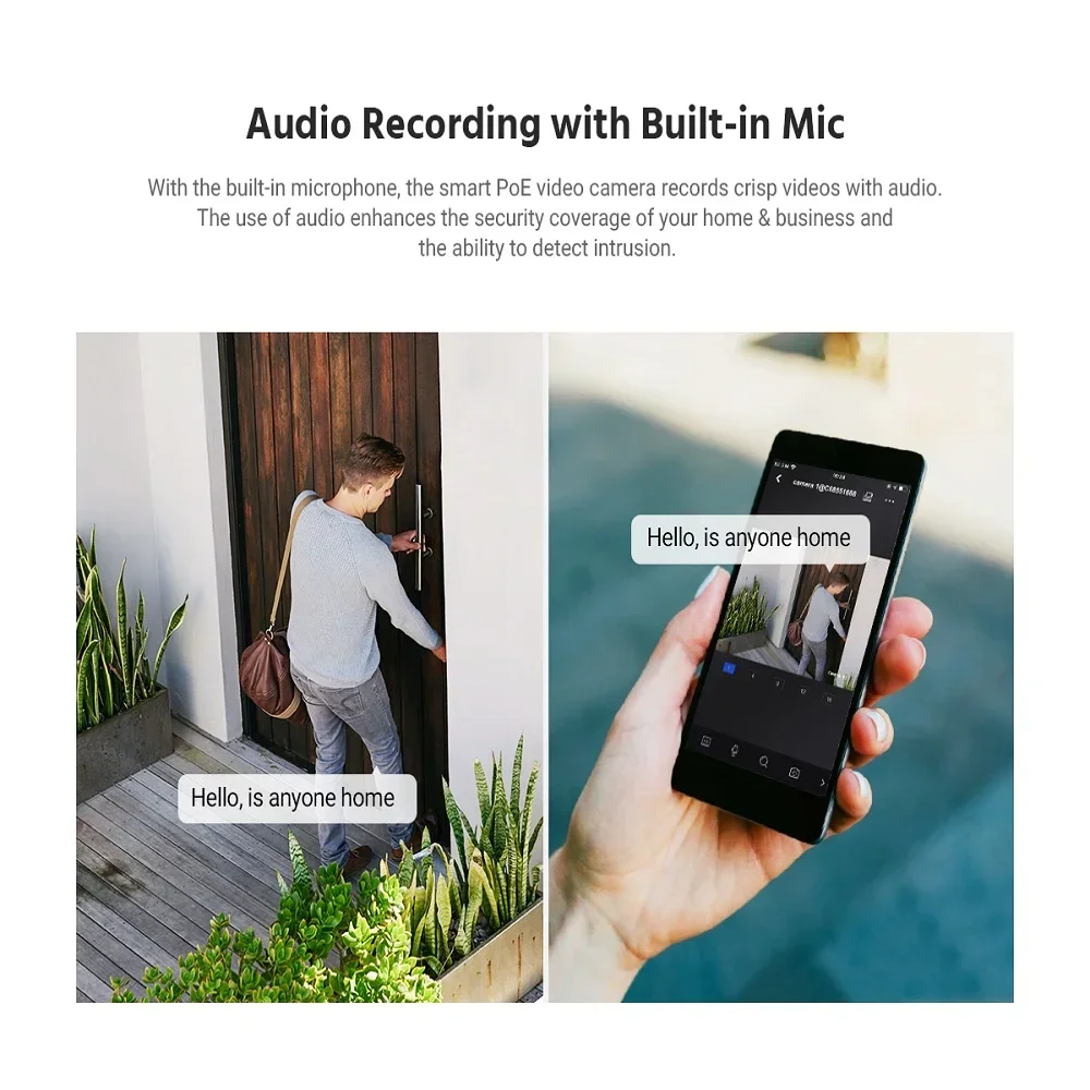 5MP PoE IPカメラキット 4台 セキュリティCCTVマイクカメラキット 屋外防水 防犯対策 H.265 固定ドームカメラ