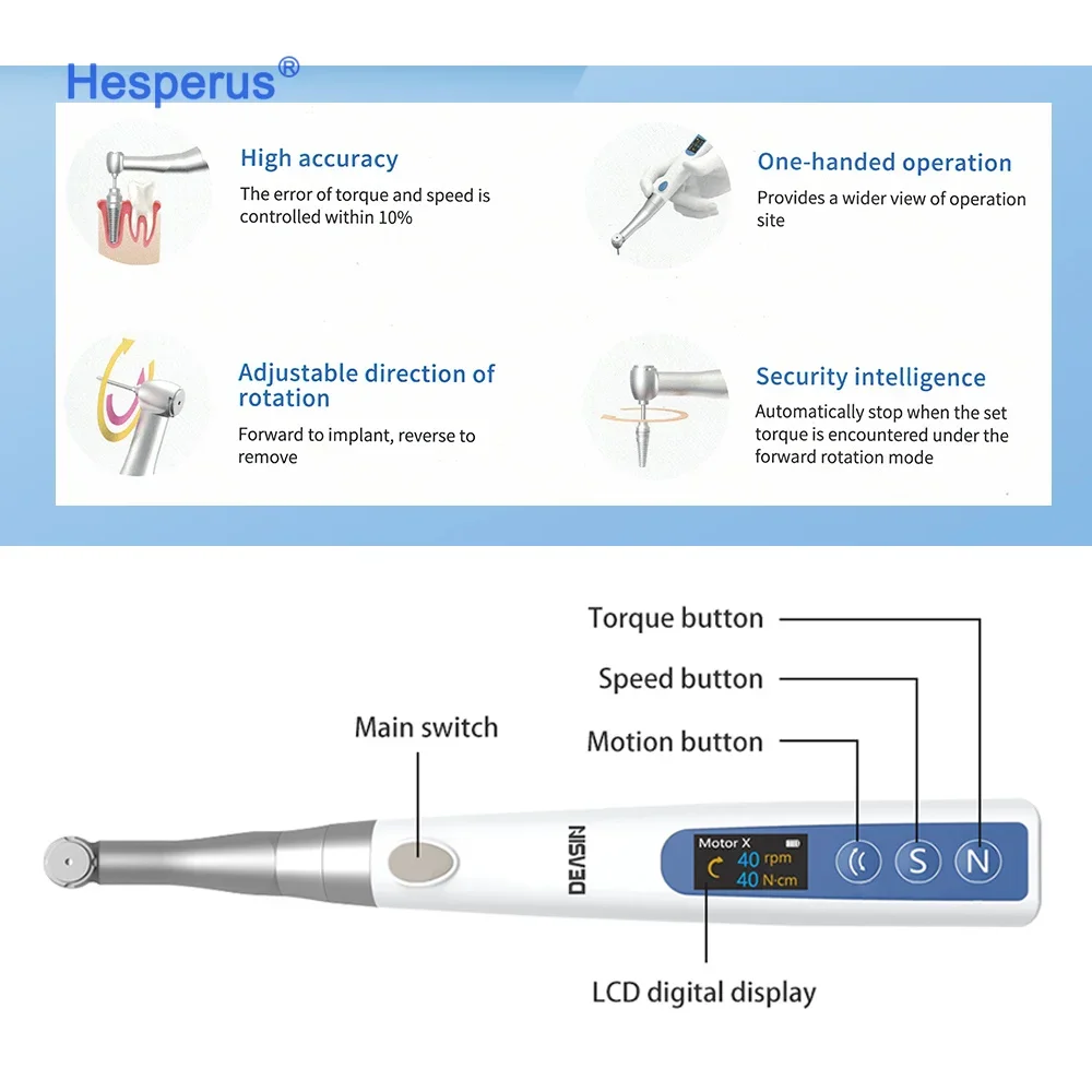 Portable 20:1 Contra Angle Electric Torque Wrench Handpiece  Surgery Instruments Without Led Indicator