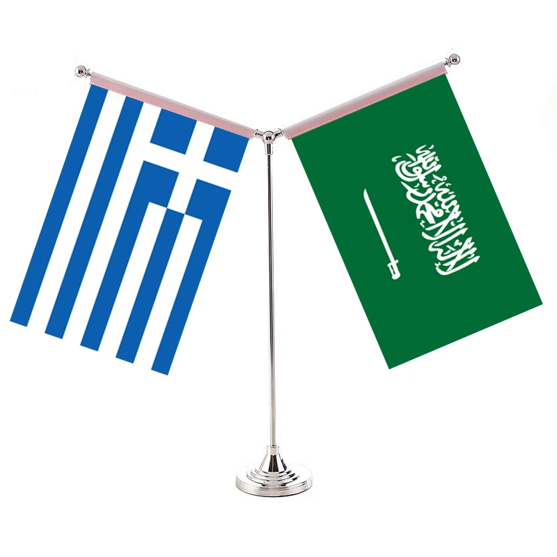 Greek Flag Of Two Countries Metting Sets Greece Banner With Saudi Arabia United Arab Emirates Middle East Asian World Flags