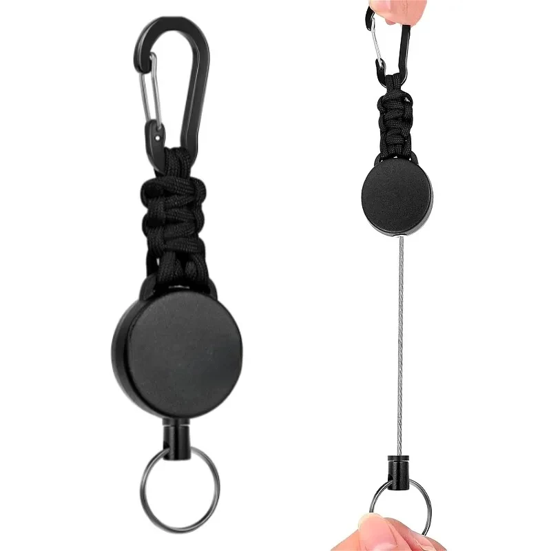 1/3/7pcs Retractable Anti Theft Keychain Steel Wire Rope Easy-To-Pull Buckle Rope Elastic Keychains for Outdoor Camping Key Ring