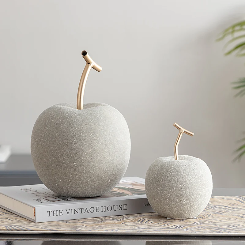 Figuras creativas de cerámica, escultura de manzana, decoración, mueble de TV, decoración del hogar, adornos de manzana, decoración abstracta, estatua, decoración abstracta