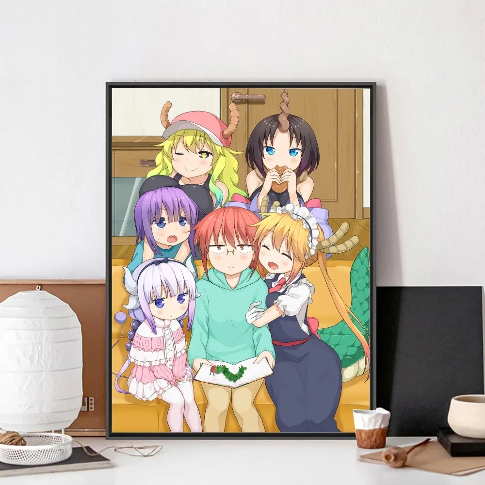 フレームなしドラゴンメイドポスター、クラフトポスター、クラブバーペーパー、ヴィンテージウォールアート絵画、寝室と学習ステッカー、kobayas彼をお見逃しなく