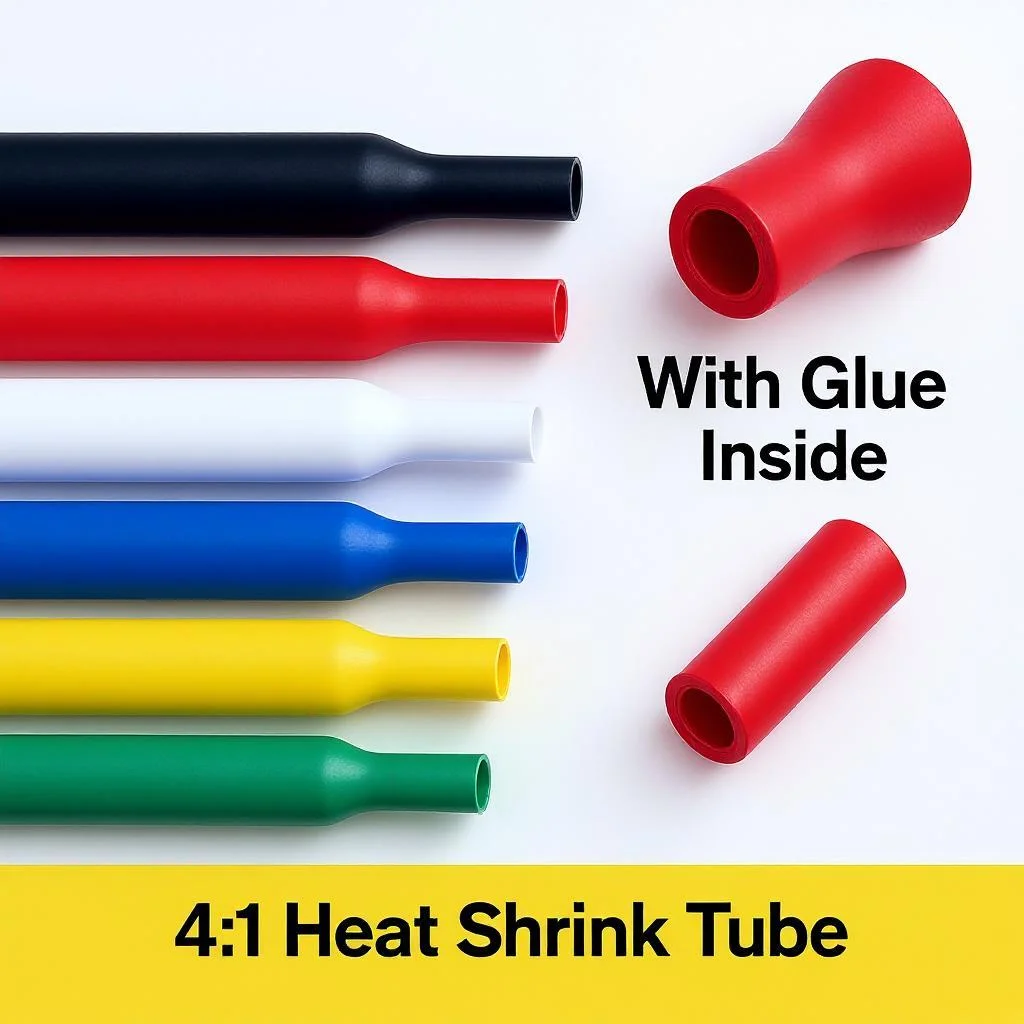 أنابيب الانكماش الحراري 4:1 مع مادة لاصقة، 1 م/2 م/5 م، 7 ألوان، 2 مم - 52 مم، سميكة مزدوجة الجدار، سلك لاصق من البولي أوليفين وأكمام كابل