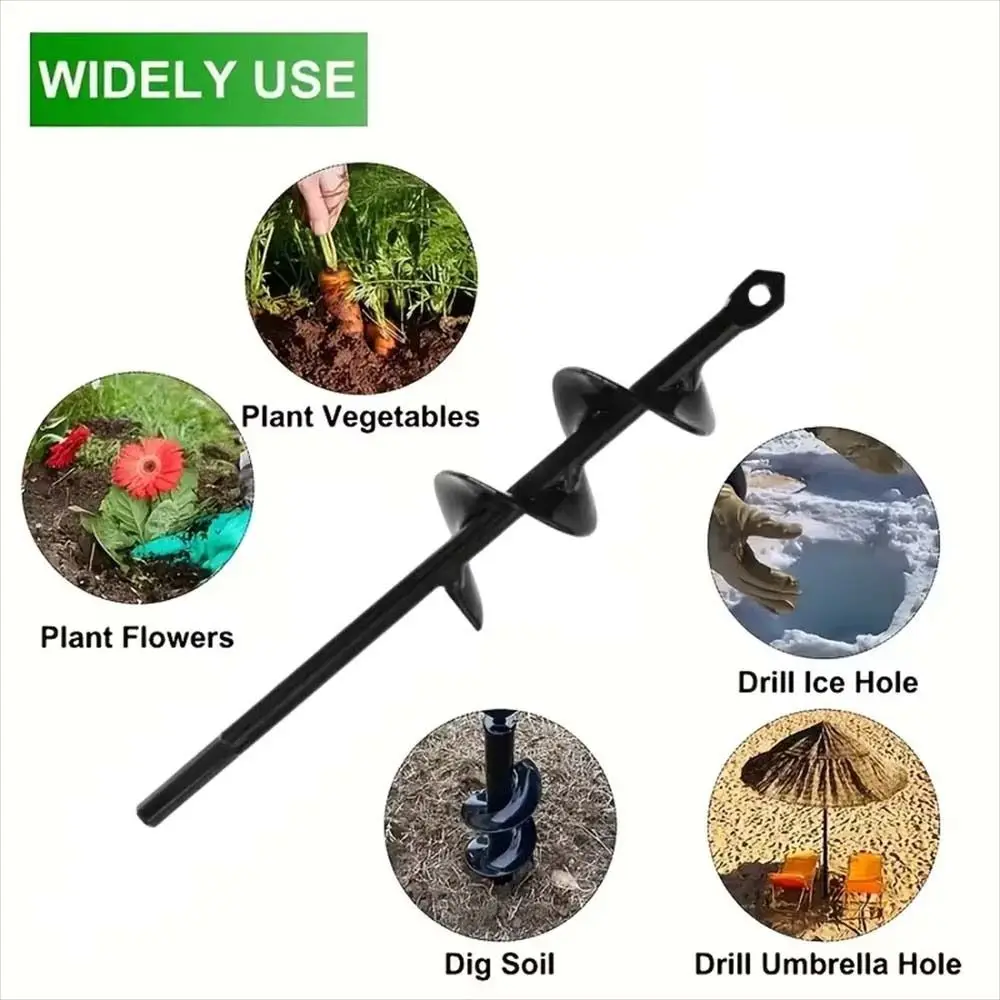 Hexagonal Shank Soil Loosening Drill Bit Planting Hole Digger Tool Steel Garden Auger Spiral Drill Bit High Hardness Durable