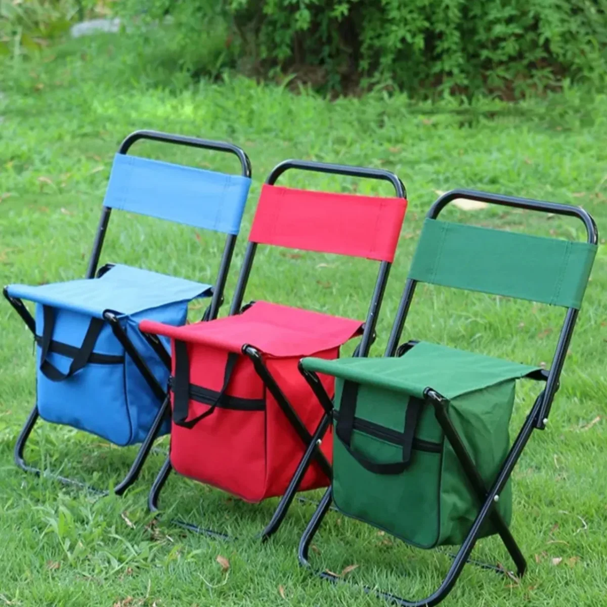 Portable Folding Camping Chair with Storage Box Outdoor Camping Chairs Beach Chair Travel Leisure Picnic Seat with Storage