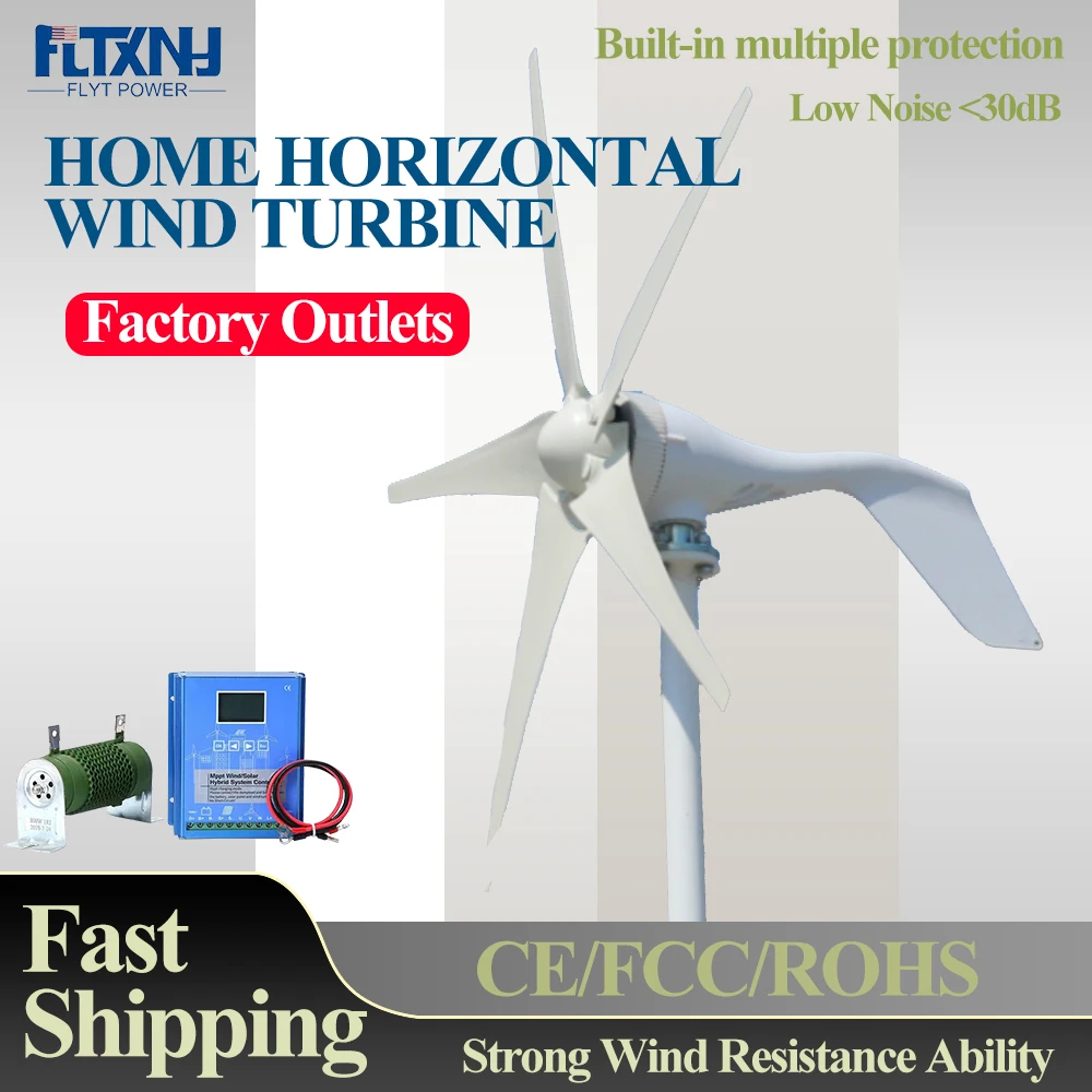 3000W 5KW Wind Turbine Generator 1KW 12V 24V 48V Horizontal Generat Kit Free Power Alternative Energy Home Use DC TO AC WindMill