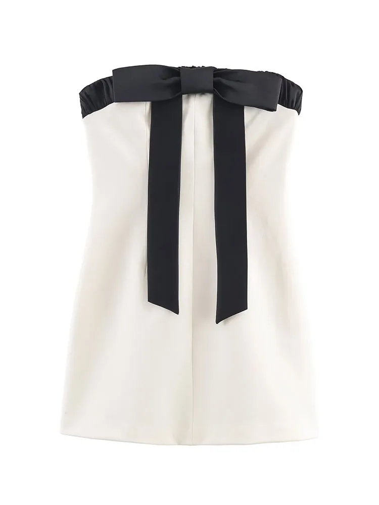 HH 新しい女性の夏のファッション多用途プリンセススタイルの弓飾りジッパーチューブトップドレス女性の甘いかわいいショートパーティードレス