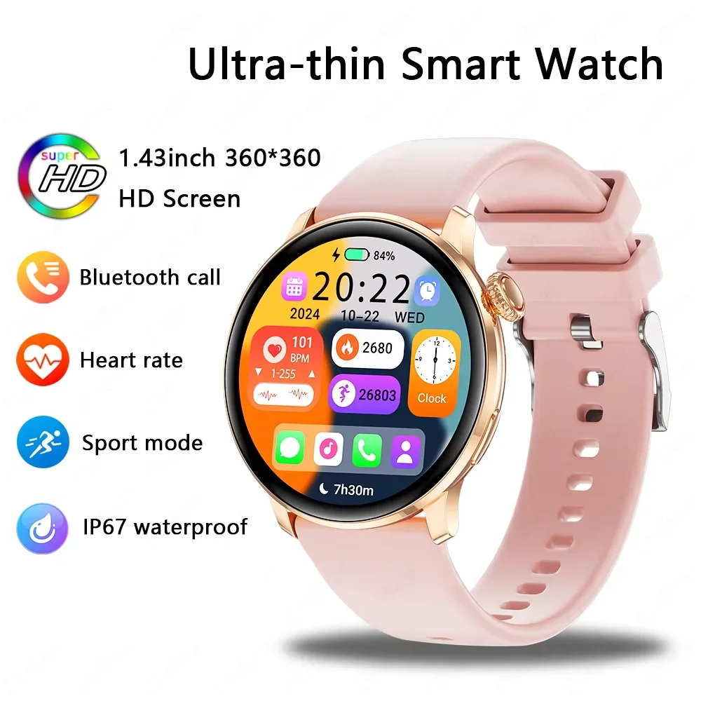 

Ультратонкие спортивные умные часы с монитором сердечного ритма и уровня кислорода в крови, функцией Bluetooth-звонков, водонепроницаемостью IP67, трекером фитнеса.