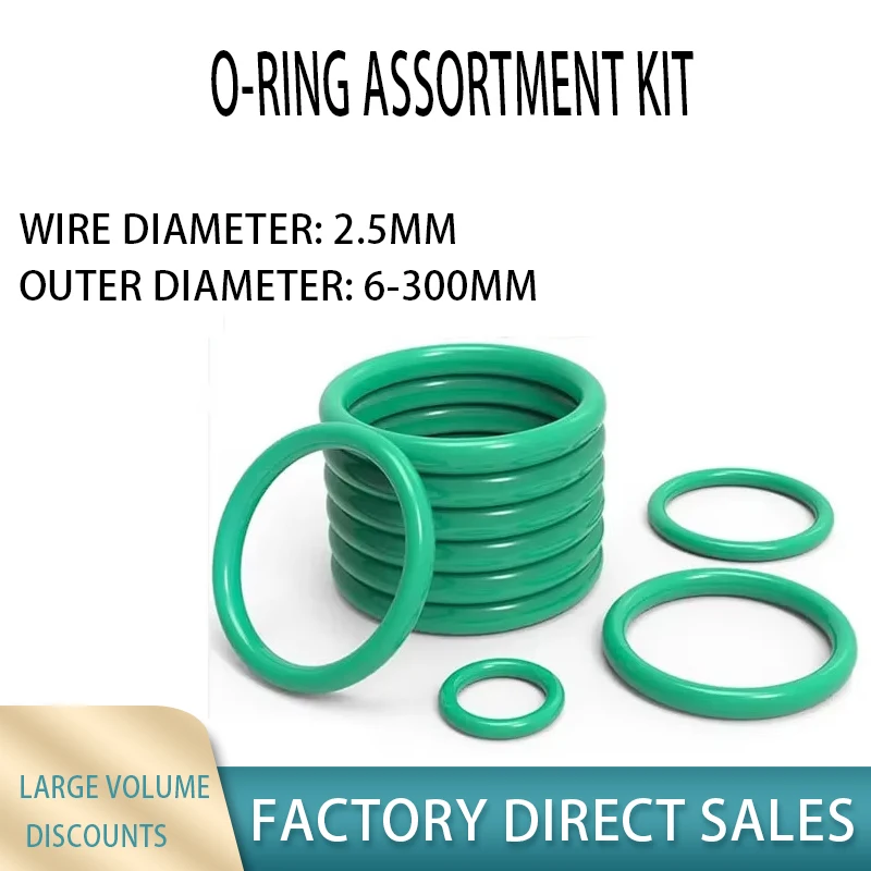 

Green O-ring gasket outer diameter 6-300 mm wall thickness 2.5 mm resistant to oil acid and alkali high temperature resistant