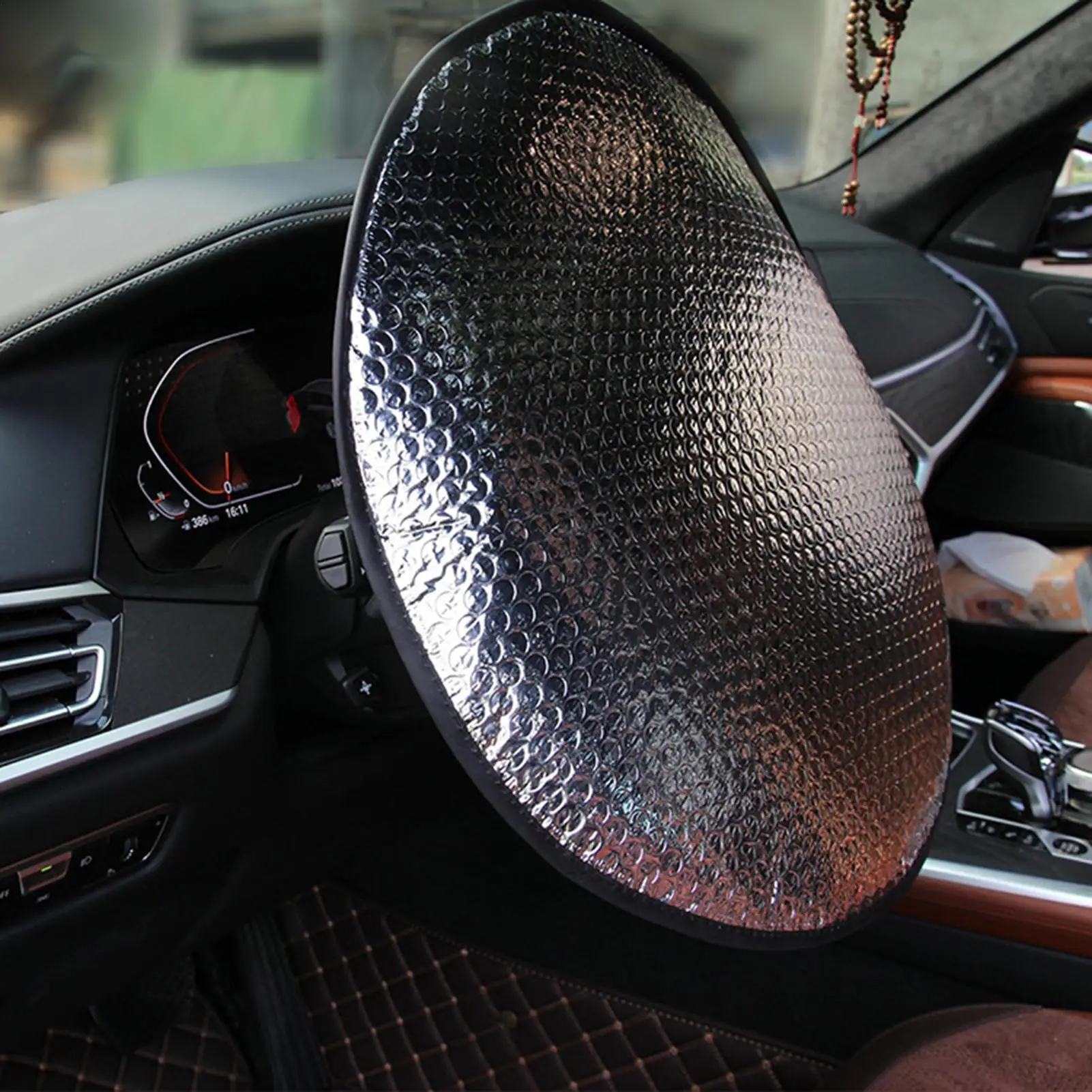Car Steering Wheel Sun Cover Protective Cooling Heat Isolation Sunshade Sun Protection for SUVs Trucks Minivans Pickups Heat