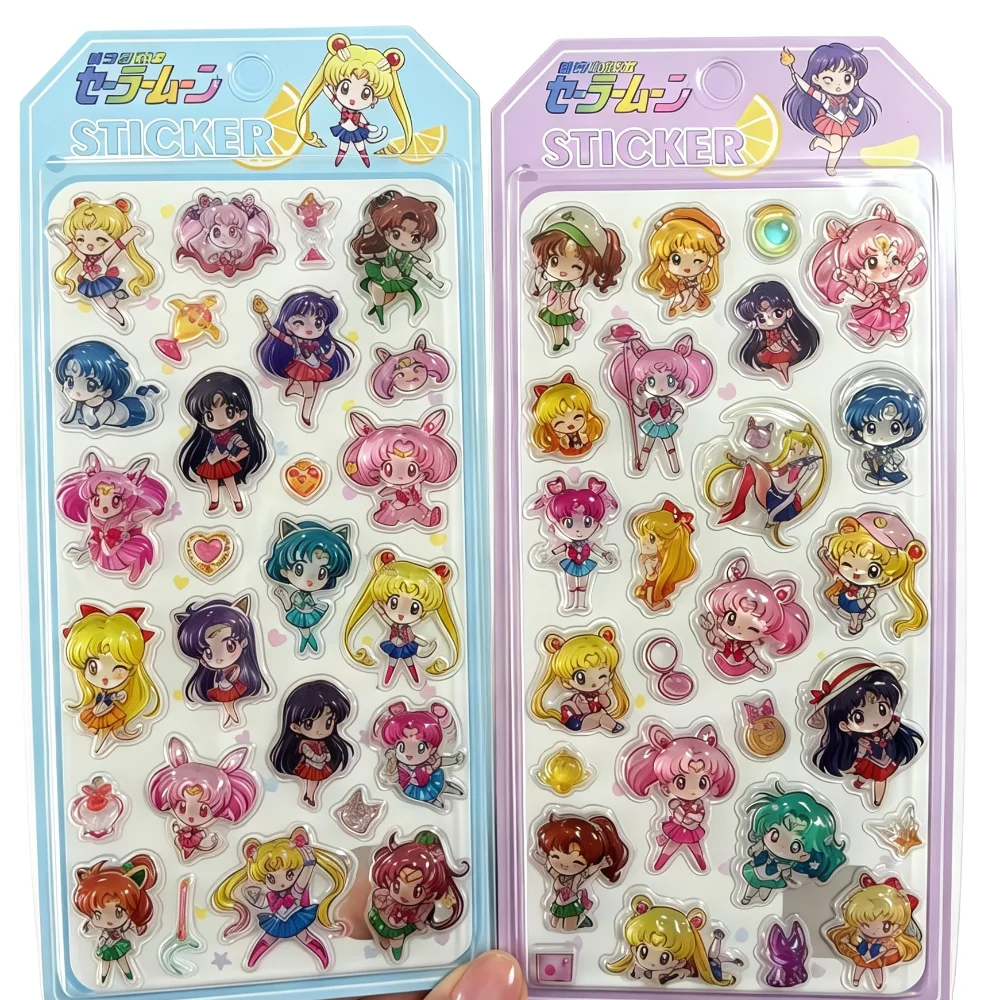 4 Stück Neues Modell Cartoon Sailor Moon 4 Stück 3D Kristall-Relief-Aufkleber DIY Handy CCD-Kamera Dekoration Niedliche Scrapbook-Geschenke