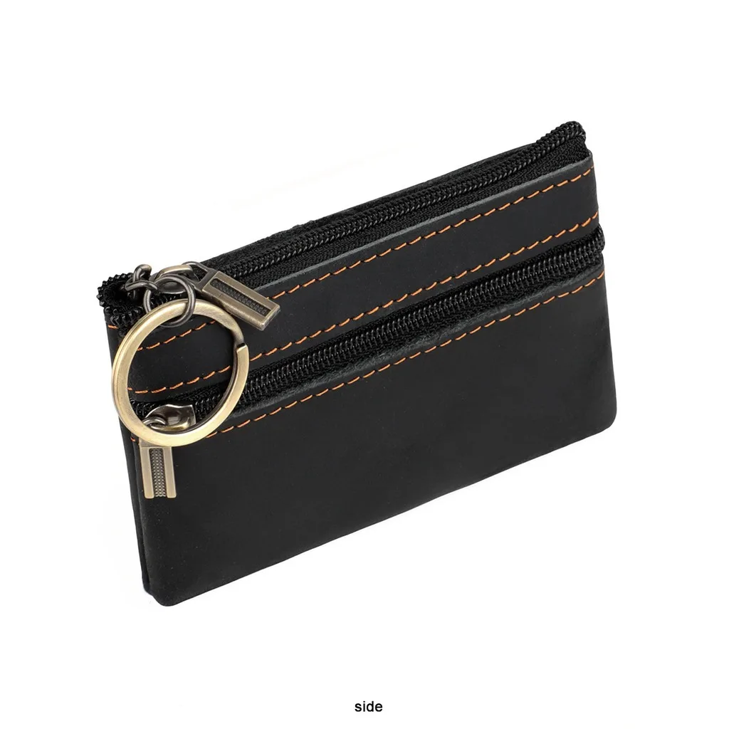 Rfid Blocking Coin Purse Double Zipper Key Ring Purse Double Compartment Coin Purse Portable Card Key Holder For Commute Key