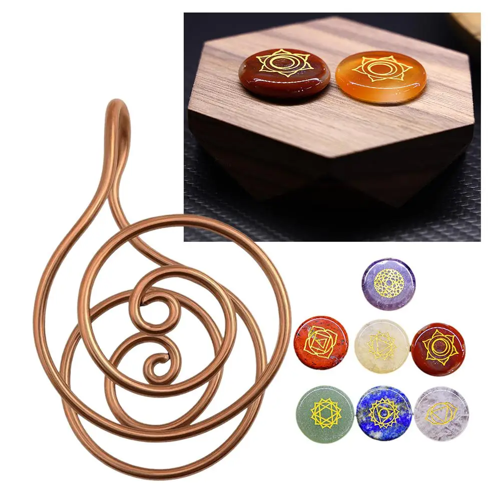 

Медное энергетическое спиральное кольцо для рук, исцеляющие кольца для рук с кристаллами, духовная энергия, антикоррозийные украшения, подарок для медитации