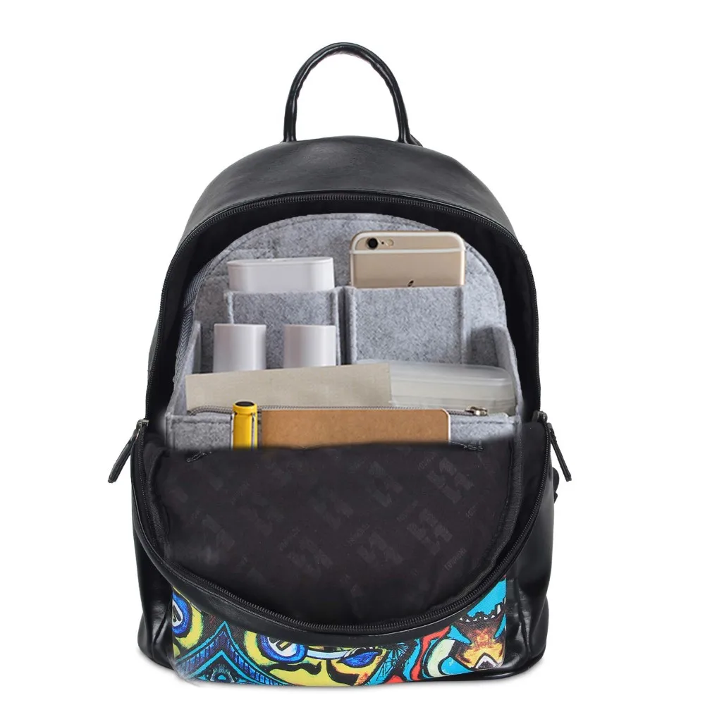 Make Up Organizer Felt Insert Bag Backpack Multi-Pocket Organizer Insert Makeup Cosmetic Case Tote Handbag Travel Inner Purse