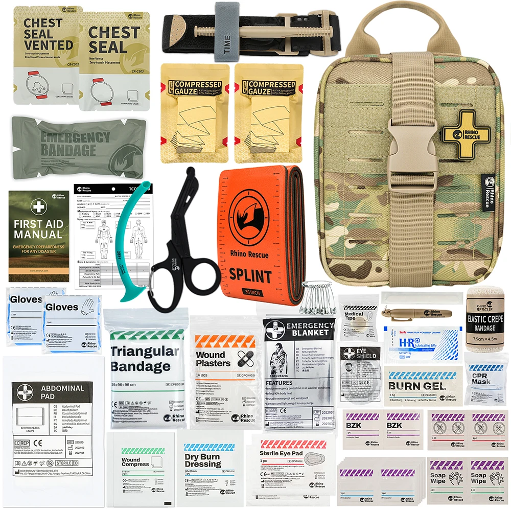 RHINO RESCUE-SE IFAK Trauma First Aid Kit,Tactical Medical Pouch for Car Home Travel Hiking and Camping,Emergency Survival Gear