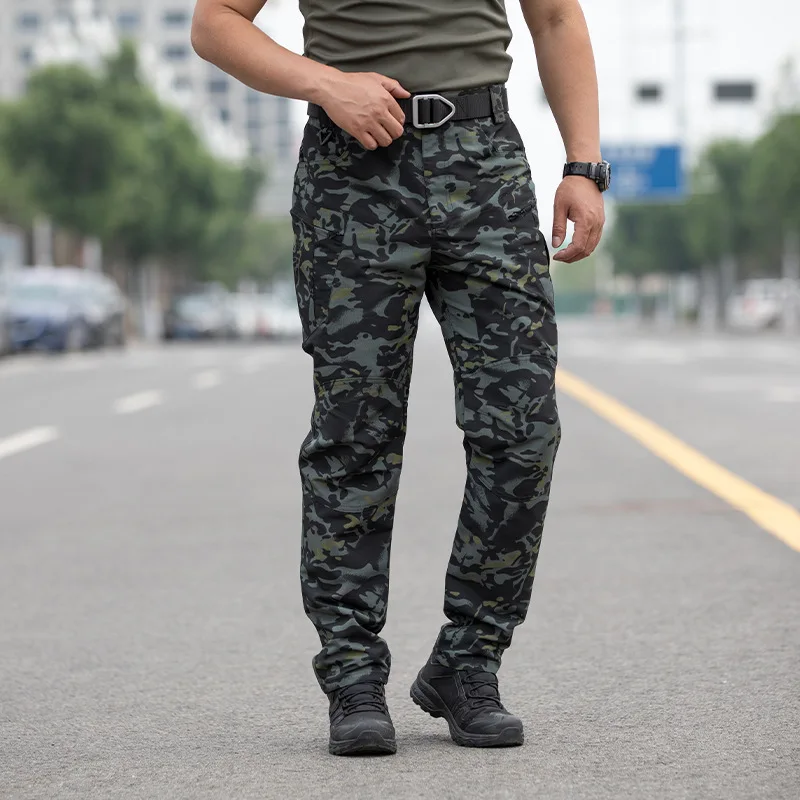 Herren Rip-Stop Taktische Cargohose mit mehreren Reißverschlusstaschen, verschleißfeste gerade Arbeitshose, Outdoor-Wanderhose, Taktikhose – Detail 27