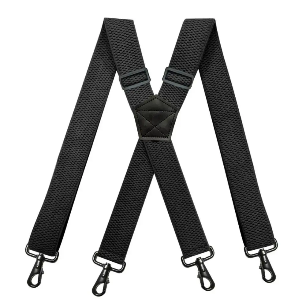 Tirantes elásticos de trabajo pesado para hombre, cinturón ajustable de 3,8 cm de ancho, 4 ganchos, en forma de X, para trabajo al aire libre