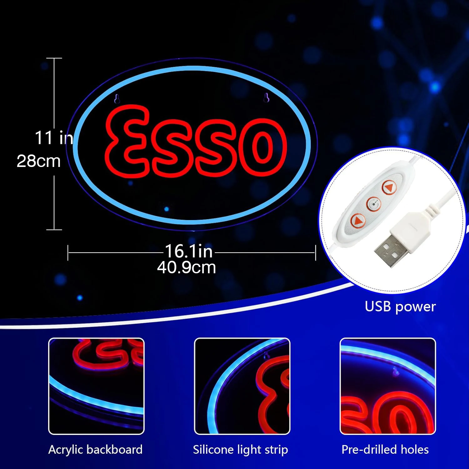 1 Piece of Esso Garage LED Neon Light Decoration Sign, Used for Garage Wall Lubrication, Oil Store, Gas Station Display Lighting view 3