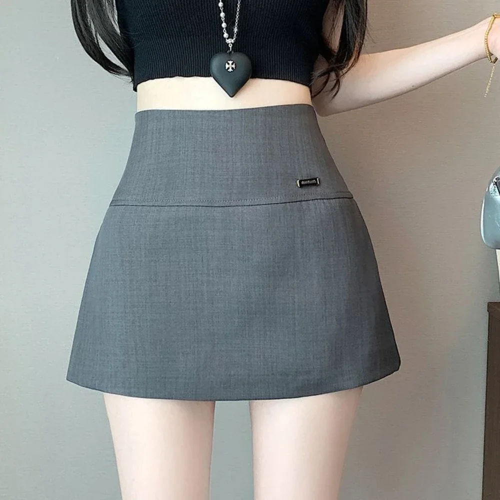 

Woman Skirt Patchwork Pants Chorts with Slit High Waist Zipper Grey Skirts for Women Gyaru Harajuku Aesthetic Y2k Vintage V 2025