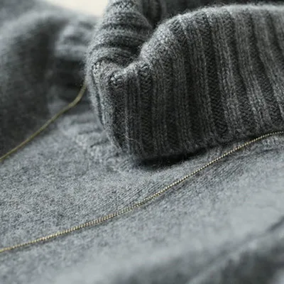 

Turtleneck 100% pure cashmere sweater women's thick lazy long loose large size bottoming sweater