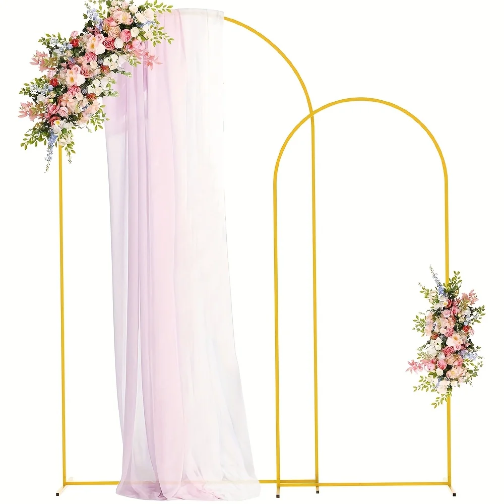

2pcs (7.2FT+6FT) Metal Arch Backdrop Stand, Golden Wedding Arch Stand 2pcs Set, Solid Wedding Arch Frame, Suitable For Wedding C