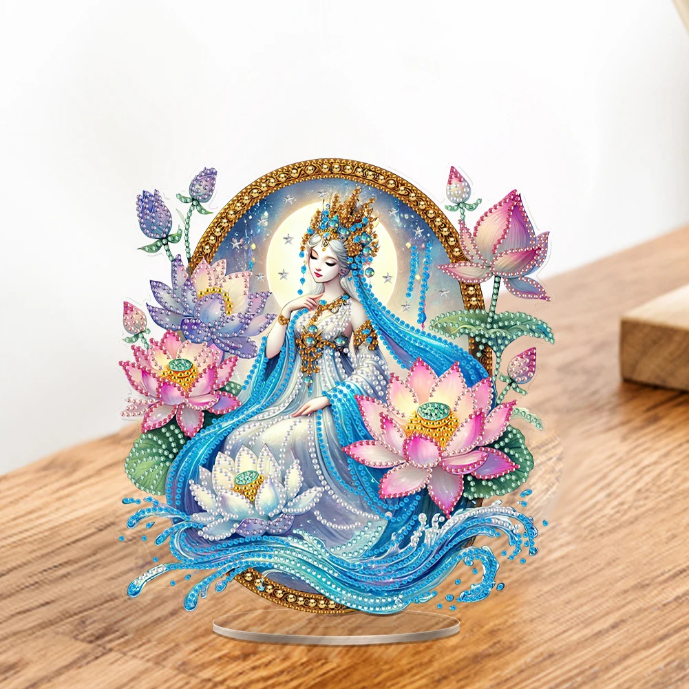 Acrylic 2D/Flat Flower DIY 5D DIY Diamond Art Tabletop Decorations Diamond Painting Desktop Decorations Bedroom Table Decoration