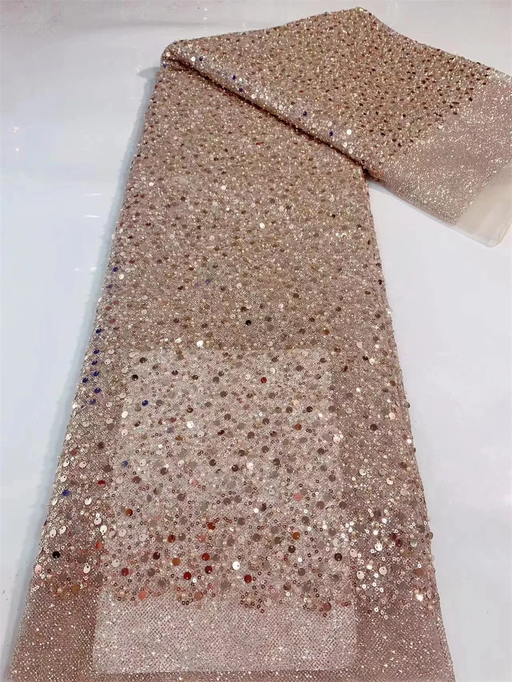 African Beads Velvet Laces Fabrics 2024 High Quality Luxury Nigerian Sequins Mesh Lace Fabrics For Party Wedding Dress Sewing