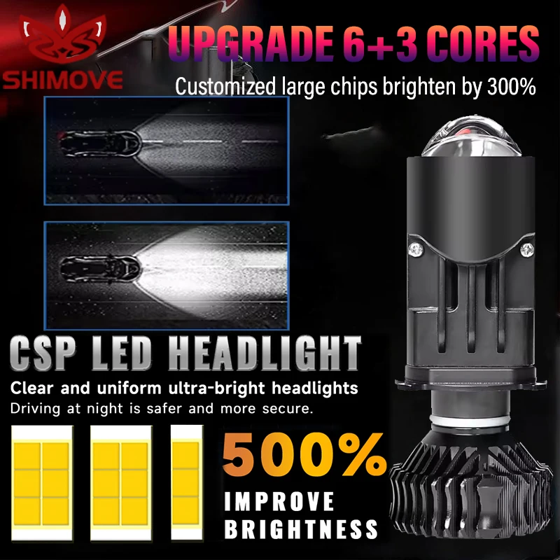 H4 LED Bifocal Lens Projector Auto motorcycle Headlight Bulbs Kit Conversion Hi/Low Beam Turbo Fan cooling Car Lamp 12000LM