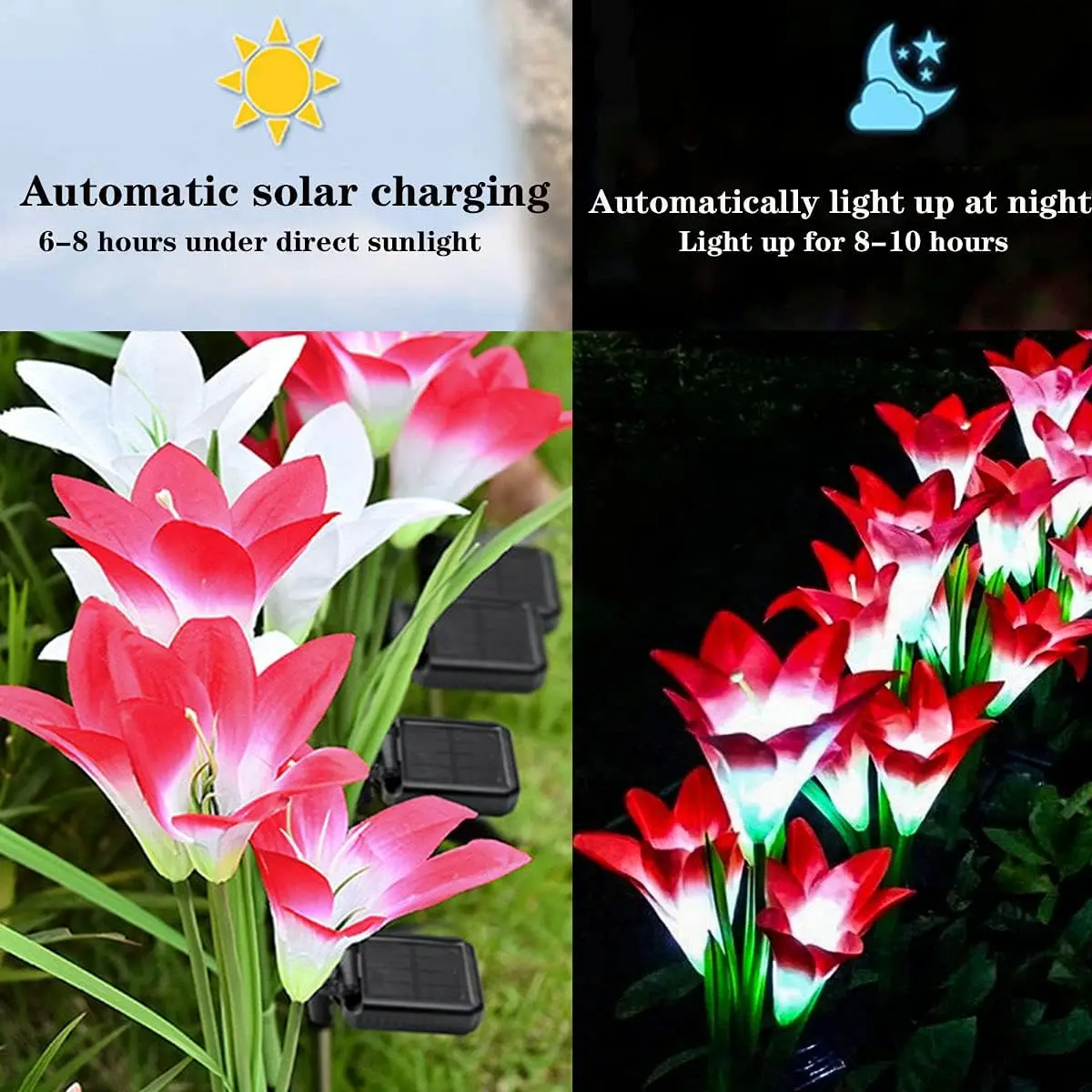 LED Solar Light Lily Flowers lampada solare esterna impermeabile multicolore LED luci solari paesaggistiche per l\'illuminazione della decorazione