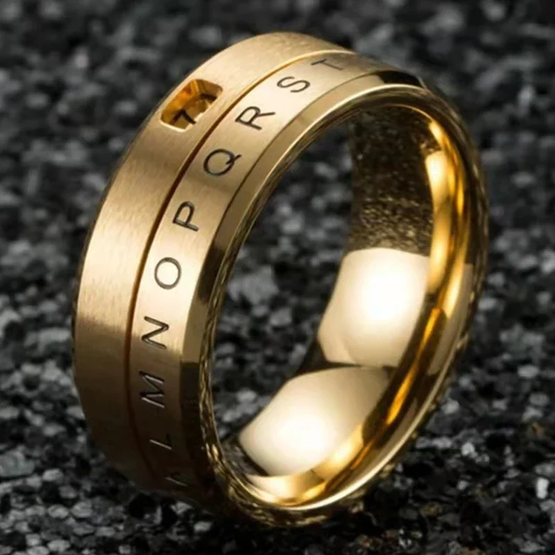 

Gear Titanium Steel Rotatable Digital Ring New Letter Ring Jewelry Knuckles Men Fight Thumb Ring Stainless Steel Charm Jewelry
