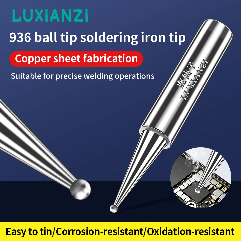 LUXIANZI Internal Heating ball soldering iron tip Welding Repair Accessory 936 Pure Copper Tip for Electric Rework Station