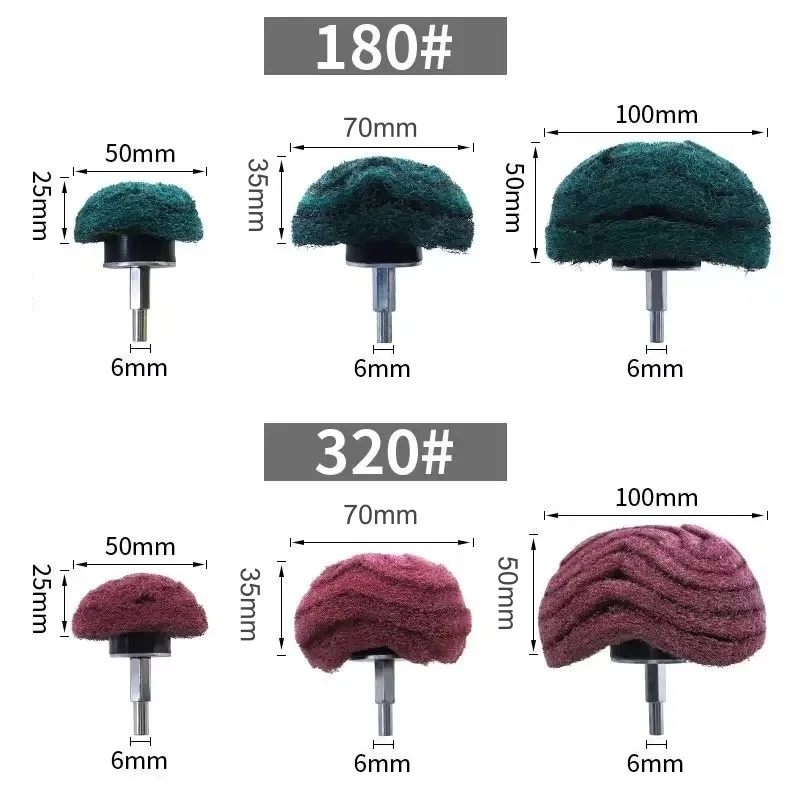 50/70/100mm Brush Scouring Pad Abrasive Wheel Nylon Fiber Grinding Sanding Head Buffing Polishing Wheel 6mm Shank For Dremel