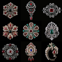 men's women's fashion crystal brooch retro metal baroque pin accessories