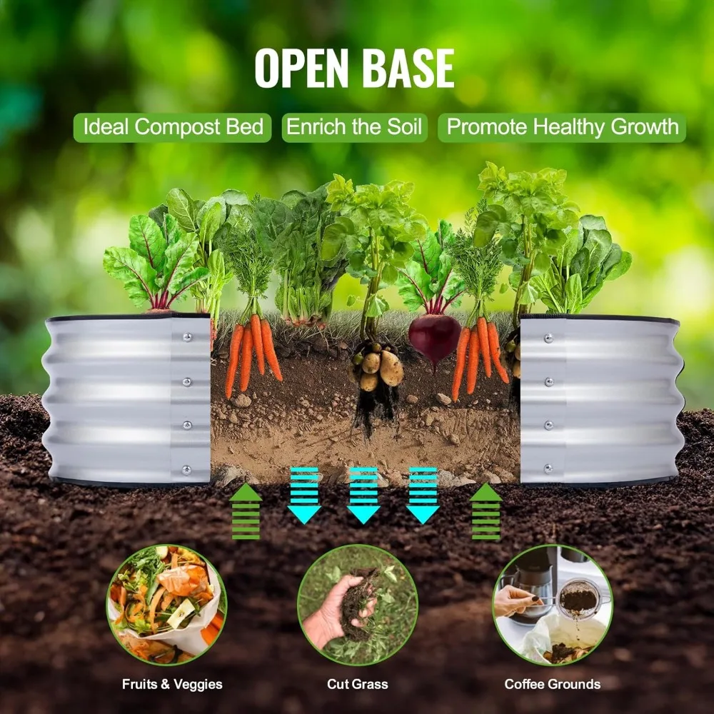 طقم سرير حديقة معدني مرتفع بطول 4 × 2 قدم - صندوق زراعة خارجي سهل التجميع للخضروات والفواكه والزهور #3