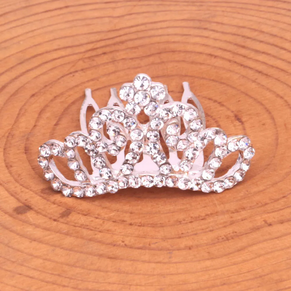 Children Hair Combs Tiaras For Girls Rhinestone Silver Color Alloy Hairpins Small Crowns Cute Fashion Bride Wedding Hair Jewelry