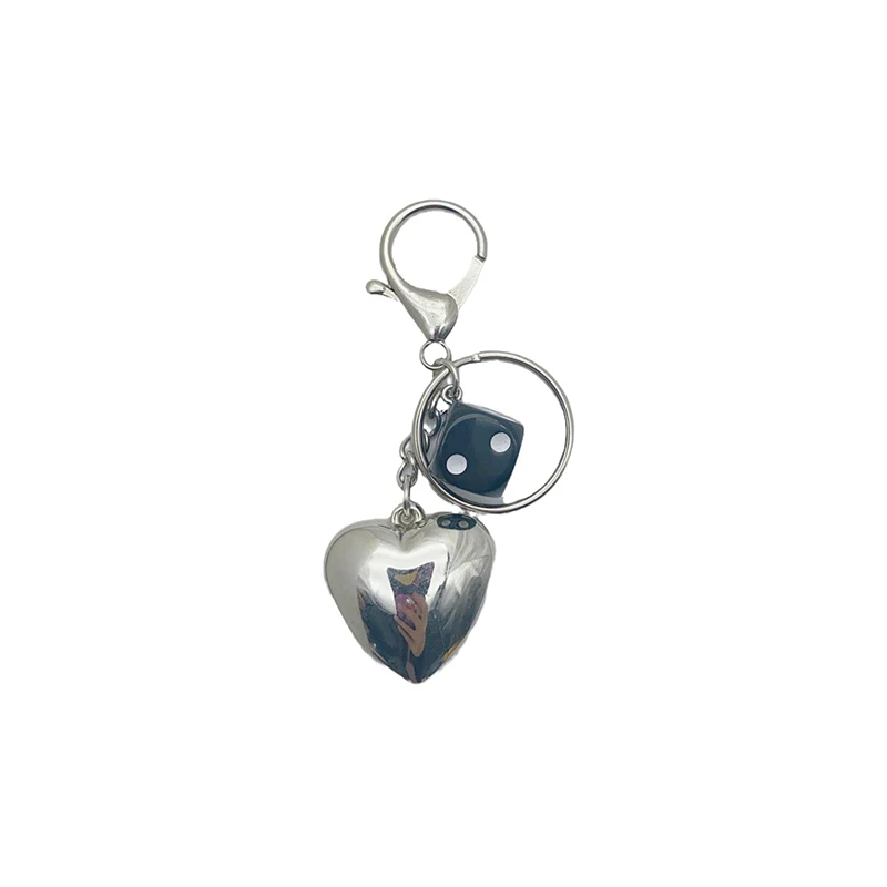 Pendentif en dés d'amour cubique en argent pour sac de fille, breloque sans fil pour étui pour écouteurs, mode coréenne, style ins, design simple