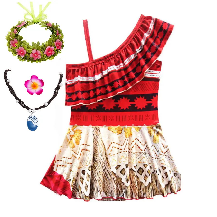 

One Piece Bodysuit Swimwear Girls Moana Role Play Beach Party Costume Hawaii Ocean Voyage Swimming Suit Summer Vaiana Swimsuit