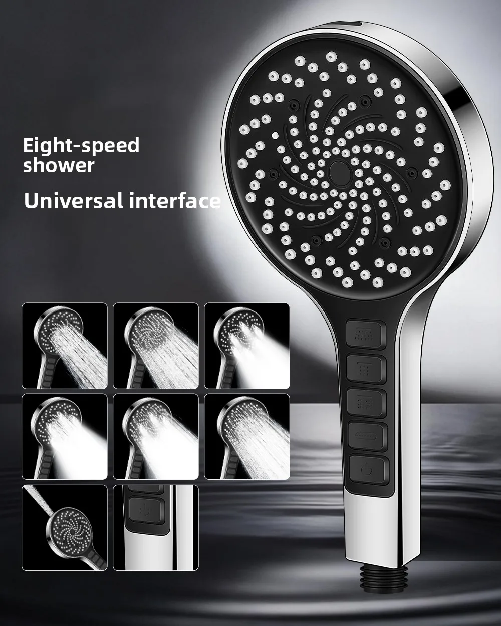 

8-in-1 Boosted Pressure Filtered Hand Shower｜8 Modes Universal Fit｜High Pressure Water Saving Multi Spray Shower Head