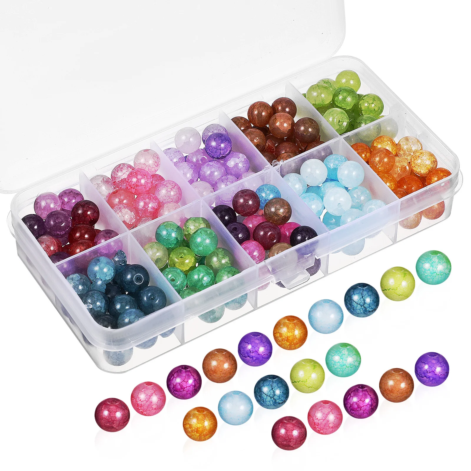 

1pcs 1 Box Glass Crackle Design Sparkling Craft Beads For Jewelry Making Diy Accessories Bracelet Earring Supplies Loose Beads