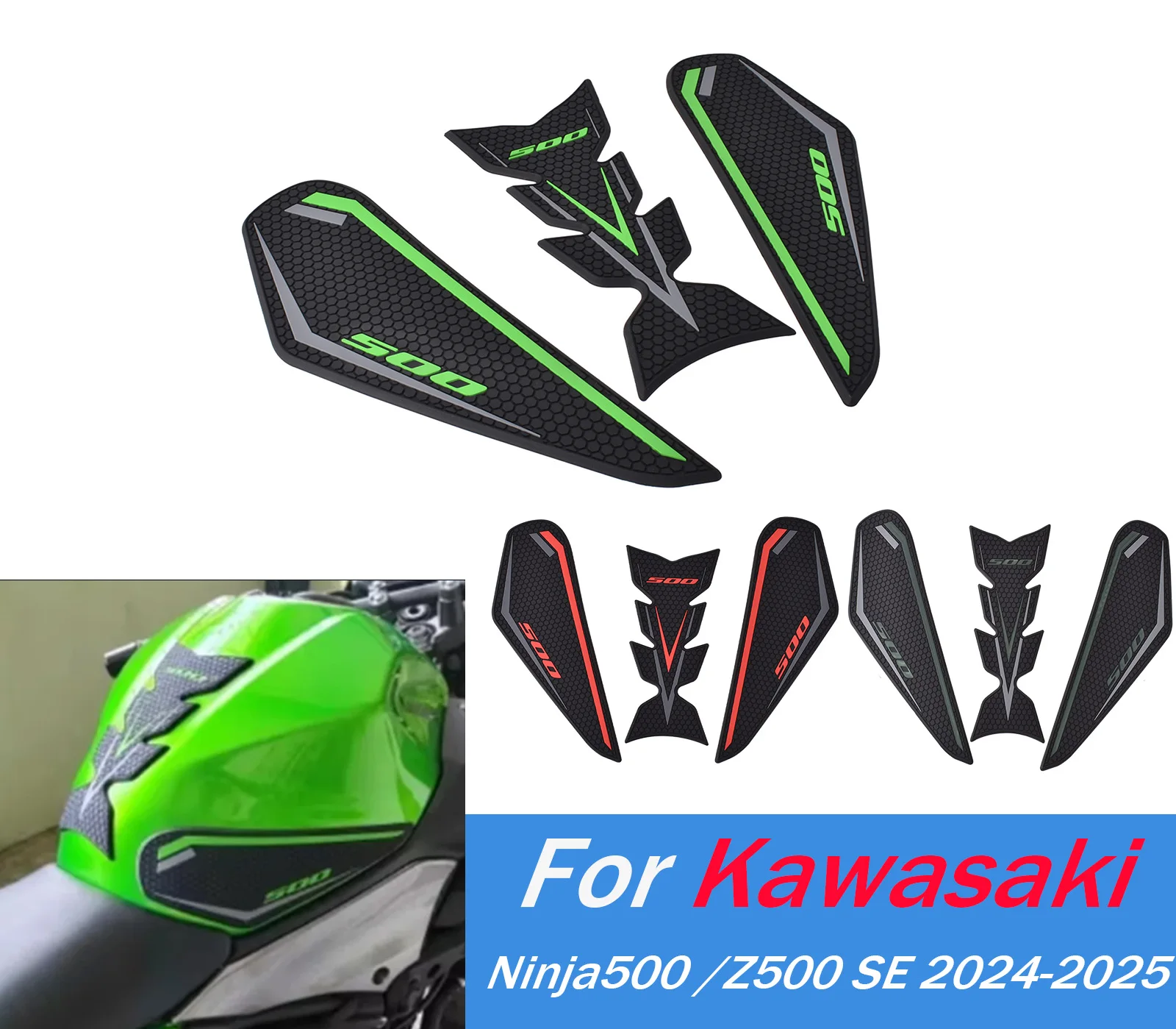 

Motorcycle Side Fuel Tank Stickers For Kawasaki Ninja500 Z500SE 2024 2025 Waterproof Pad Rubber Anti Scratch Sticker Accessory