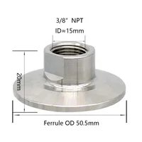 YQBS NPT Conector de tubería sanitaria roscado hembra para virola Triple abrazadera Conector de acero inoxidable SS304 1/2"" 1"" 1,5""