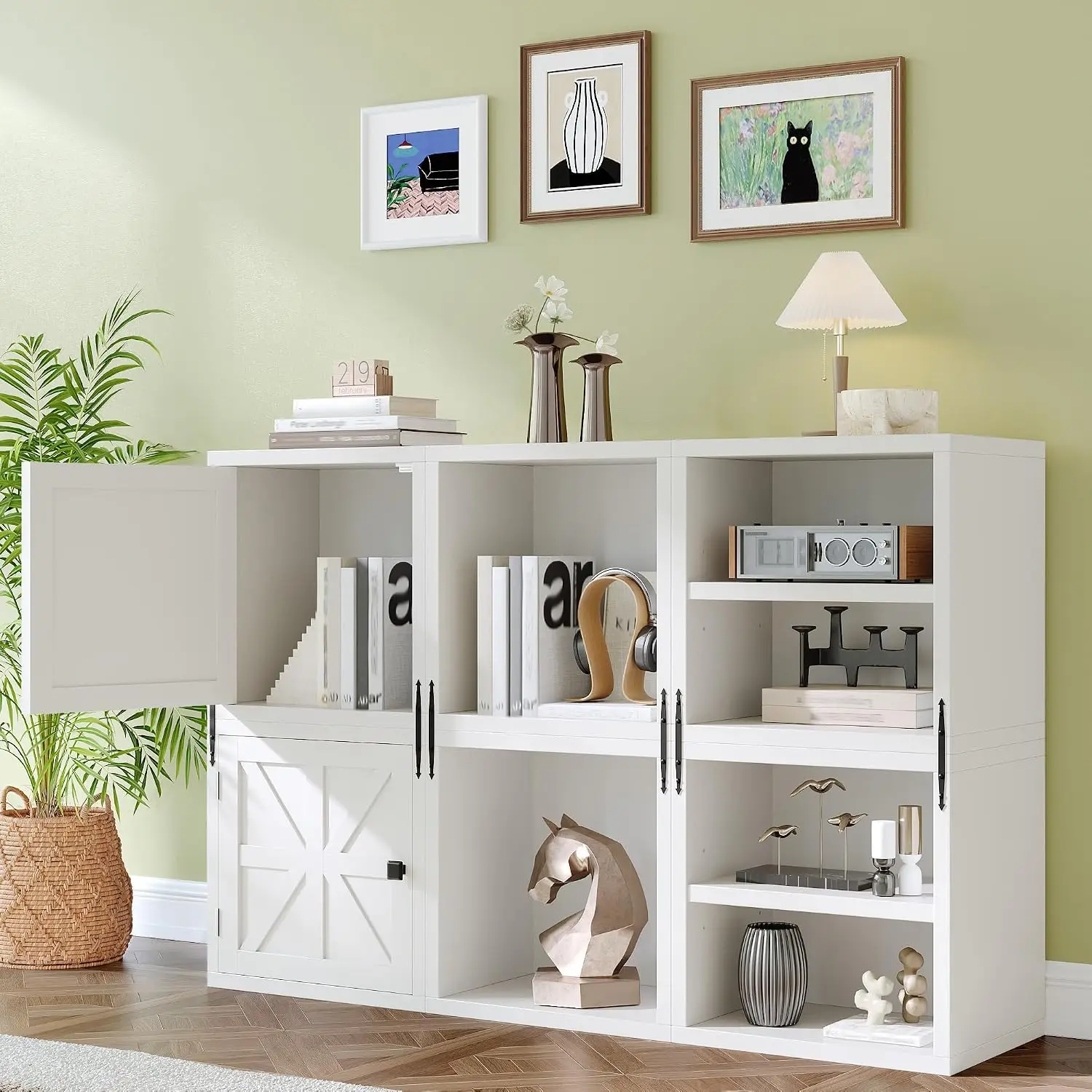 2 Cube Storage Organizer Bookcase Doors Stackable Shelf Anti-Tip Modular Cubby Bedroom Office 15