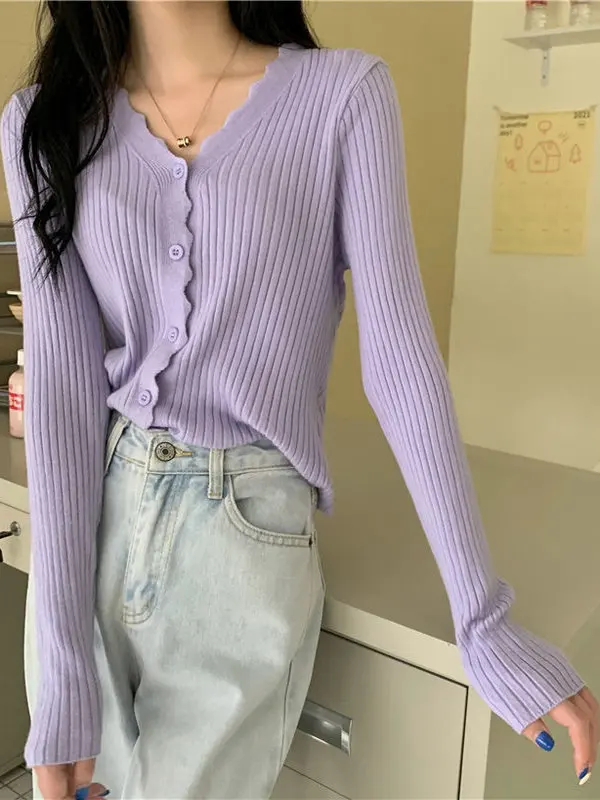 

Versatile Color V-Ne Knitwear Women's Faion Street Sle Slim Fit ort Sve Moisture ng Chinese Production