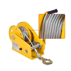 Hand Crank Two-Way Self-Locking Manual Winch 1800LB Household Small Portable Traction Hoist With Brake Manual Winch