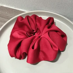 Red Hair Scrunchies for Girls Hair Ties Big Size Hair Ropes for Pony Hair Accessories Satin Silk Fashion Style