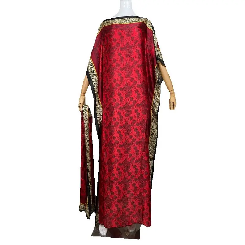 2023 O-neck African Dresses For Women Over Size Summer Bohemian Silk Kaftan Dress For Lady Full Length Muslim Abaya Hijab Caftan