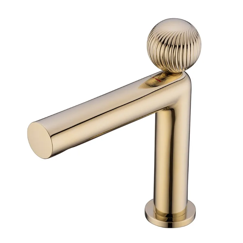 

Gemstone Style Circular Handle Basin Hot and Cold Faucet All Copper Household Bathroom Washbasin Faucet