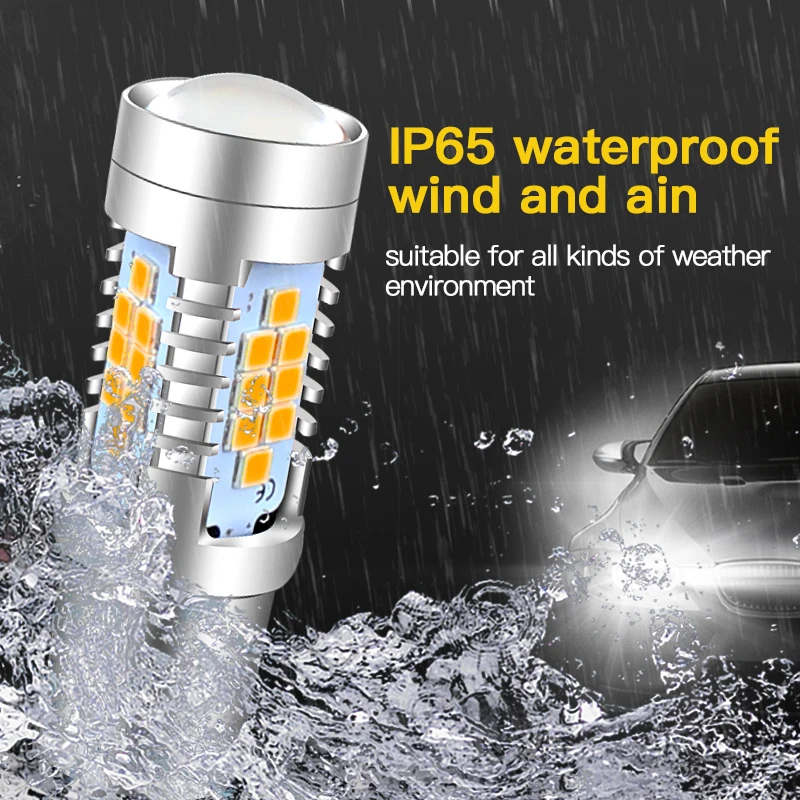 2Pcs 30-SMD 1156 PY21W BAU15S Car CANbus LED Turn Signal Lights Amber Light High Brightness Indicator Lamp Directional Lights