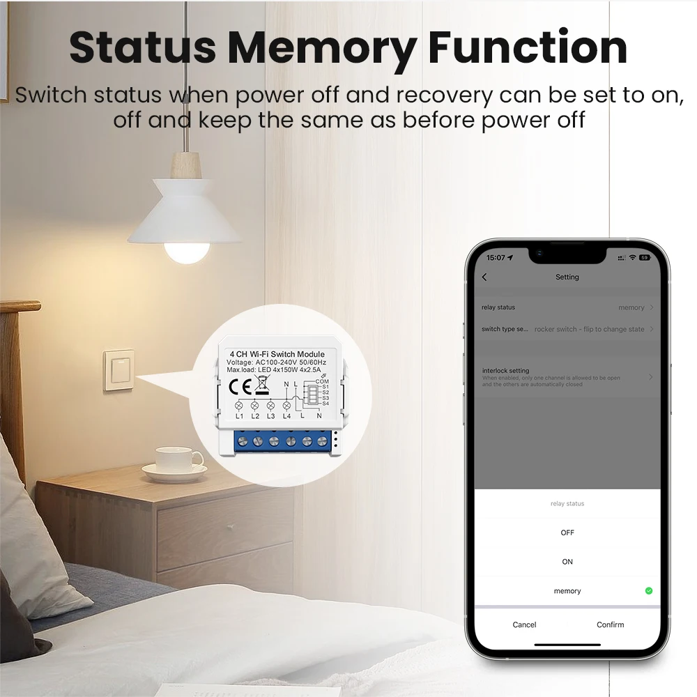 AVATTO Smart WiFi Module,DIY Light Switch Module Smart life APP Remote Control,Work for Alexa Google Home