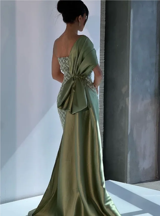 Customized Floor Length Strapless Green Dress Vestidos De Fiesta Wedding Dress Plus Size Long Dress Robe De Soirée Vert فساتين ا